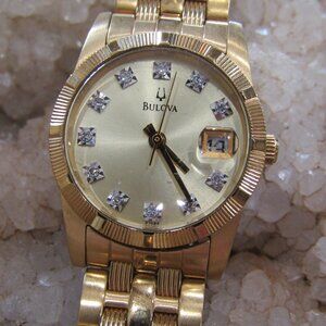 Bulova Gold Stainless Steel & Diamond Bracelet Watch